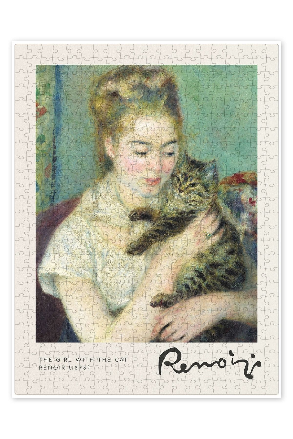 Jeronkarji Kedili Kız, 1875 500 Parça Puzzle Yapboz Kedi Köpek Temalı Doğa ve Orman Hayvanları
