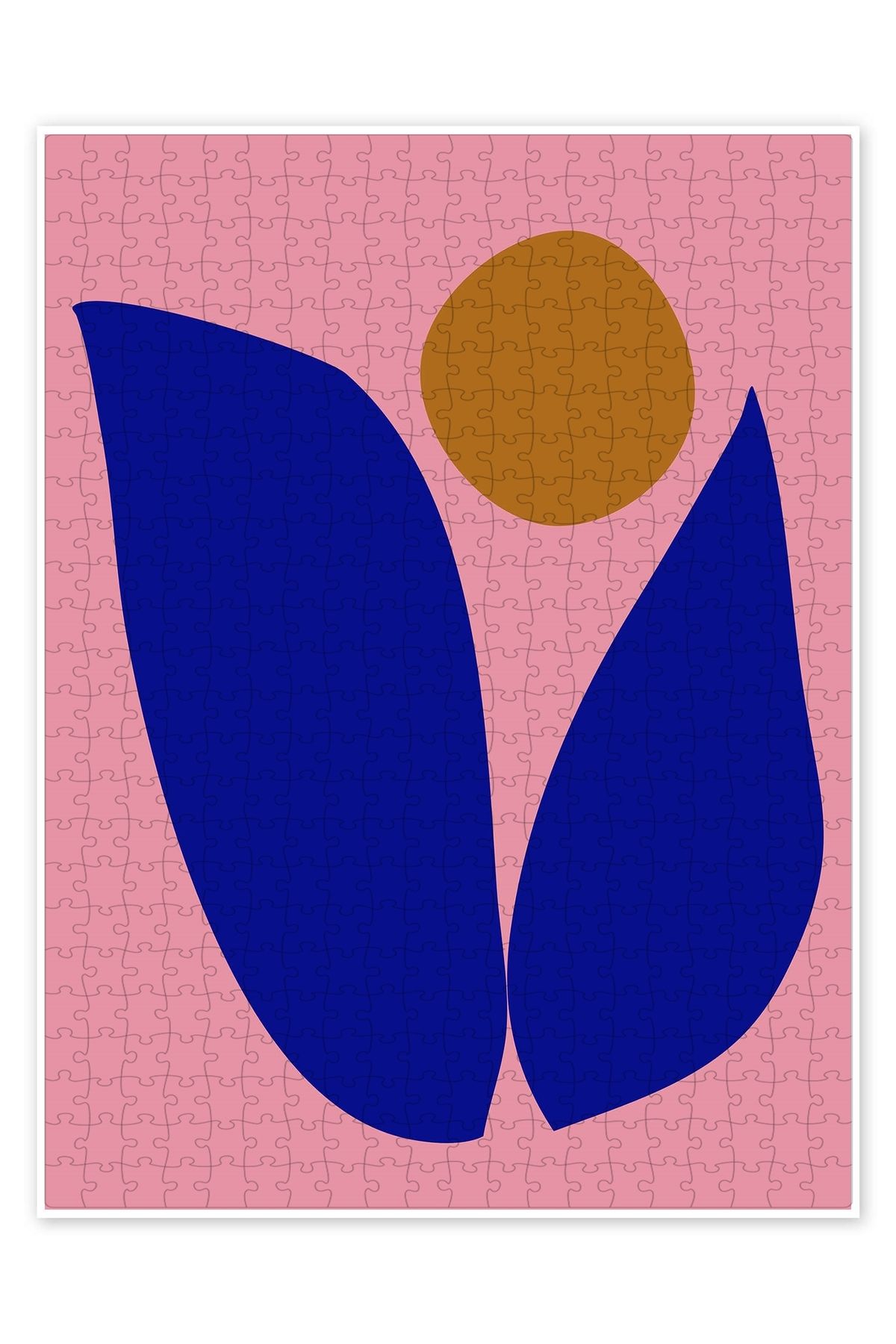 Jeronkarji Pembe ve Mavi Soyut Çiçek 500 Parça Puzzle Yapboz Bohem Soyut Sanat Temalı