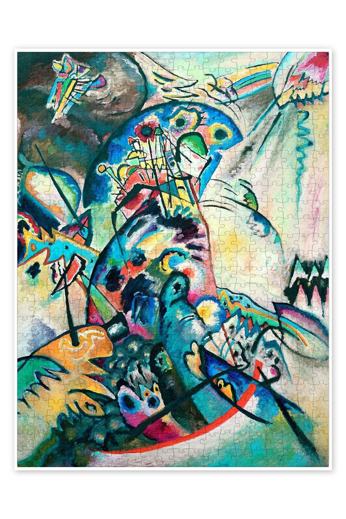 Jeronkarji Mavi fiyonklu 500 Parça Puzzle Yapboz Bohem Soyut Sanat Temalı