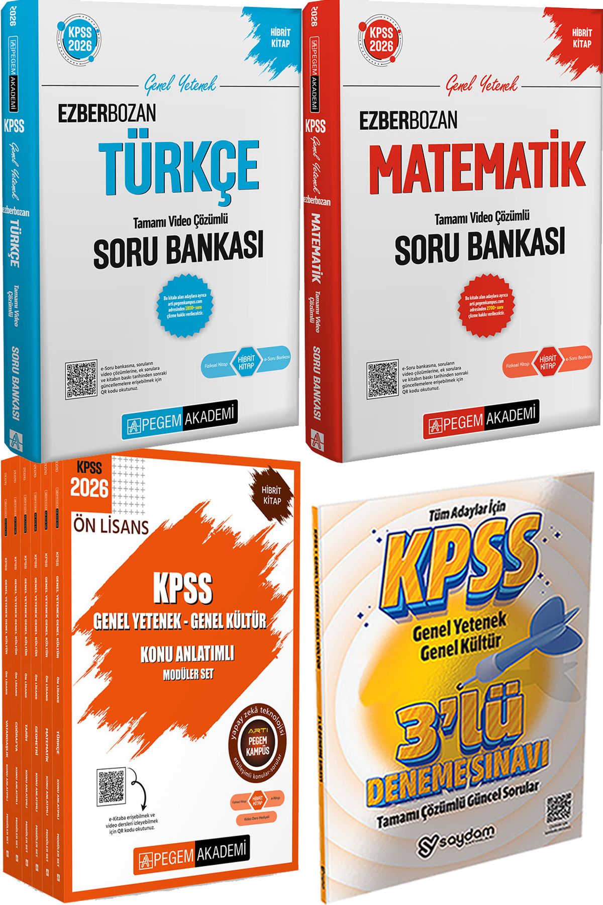 Pegem Akademi Yayıncılık Ezberbozan Türkçe Matematik Çözümlü Soru - 2026 KPSS Ön Lisans Konu Modüler Set + 3 Deneme