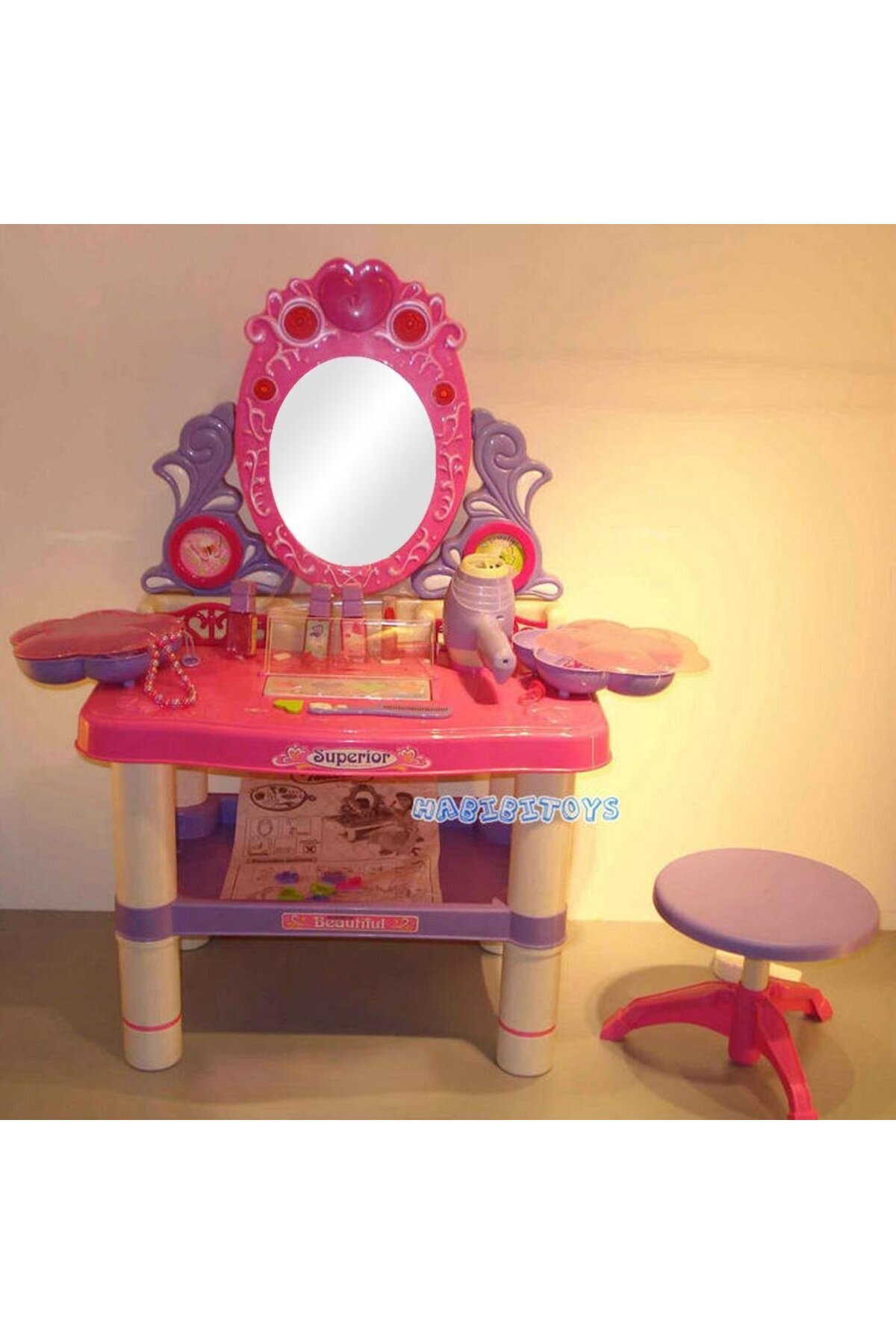 Biki-Big Size Dressing Table Make up Toy Set with Music, Lights, Accessories to Play 4