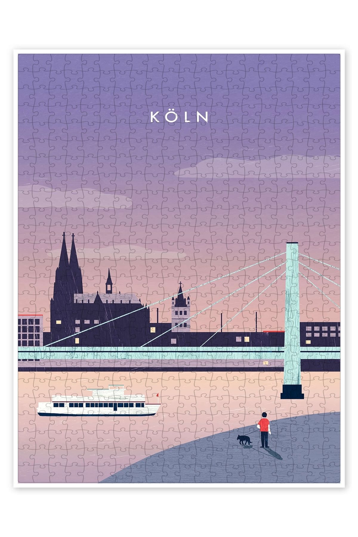 Jeronkarji Köln İllüstrasyon 500 Parça Puzzle Yapboz Şehir Manzara Temalı Hobilik