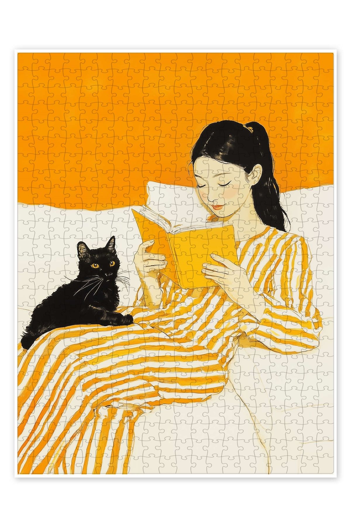 Jeronkarji kediyle okuma seansı 500 Parça Puzzle Yapboz Kedi Köpek Temalı Doğa ve Orman Hayvanları