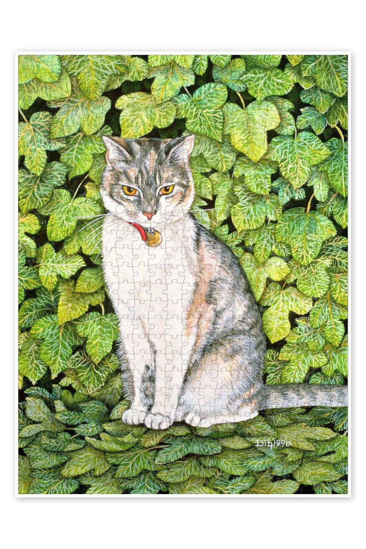 Jeronkarji Sarmaşıktaki Kedi 500 Parça Puzzle Yapboz Kedi Köpek Temalı Doğa ve Orman Hayvanları