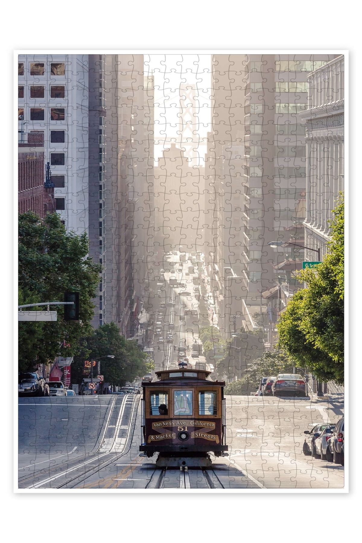 Jeronkarji San Francisco'da teleferik 500 Parça Puzzle Yapboz Şehir Manzara Temalı Hobilik