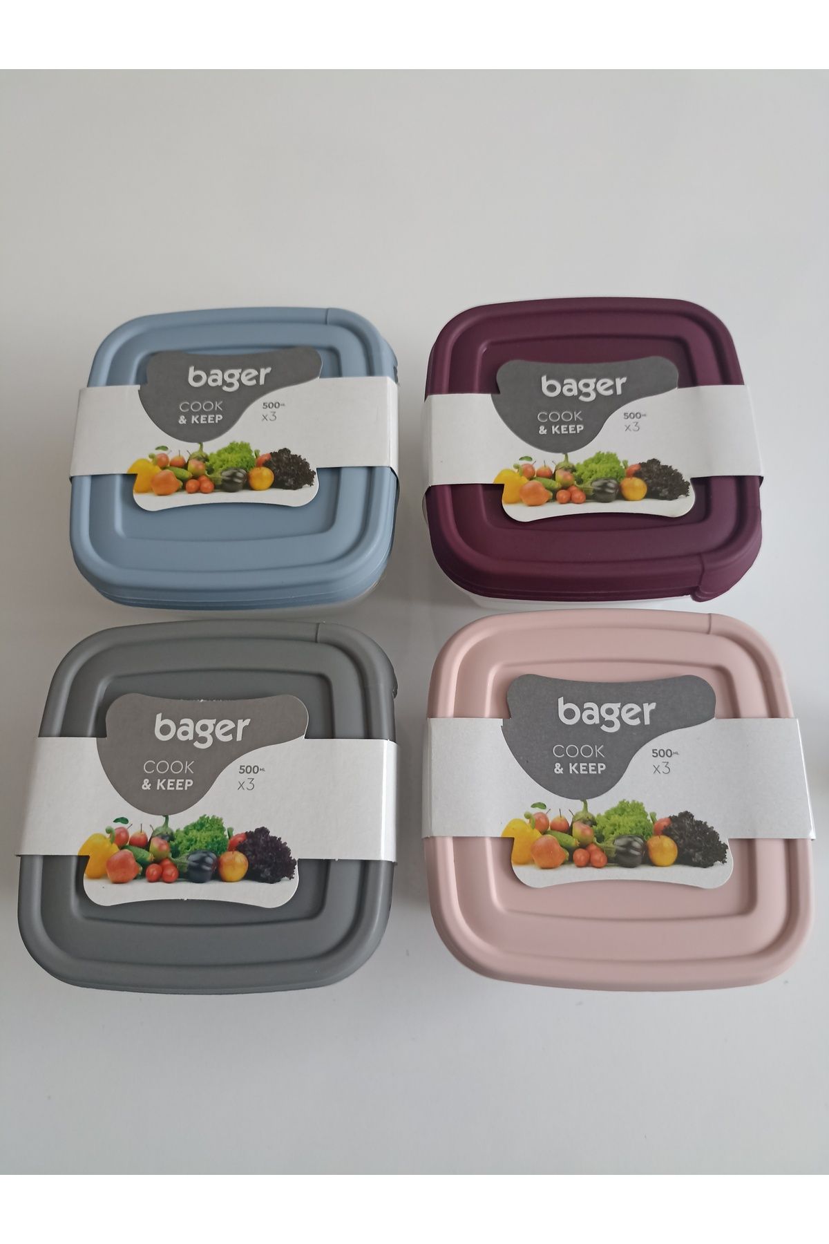 Bager plastik cook&keep 3' lü saklama kabı 500 ml