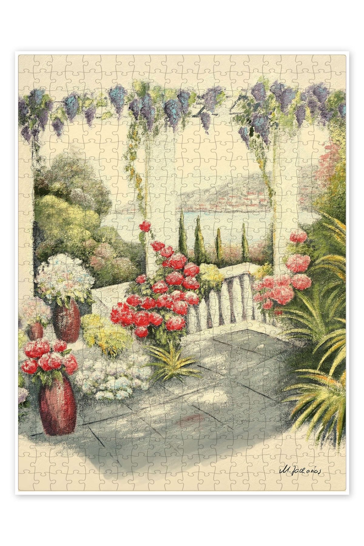 Jeronkarji Akdeniz Teras 500 Parça Puzzle Yapboz Mutfak Temalı Yetişkinler için