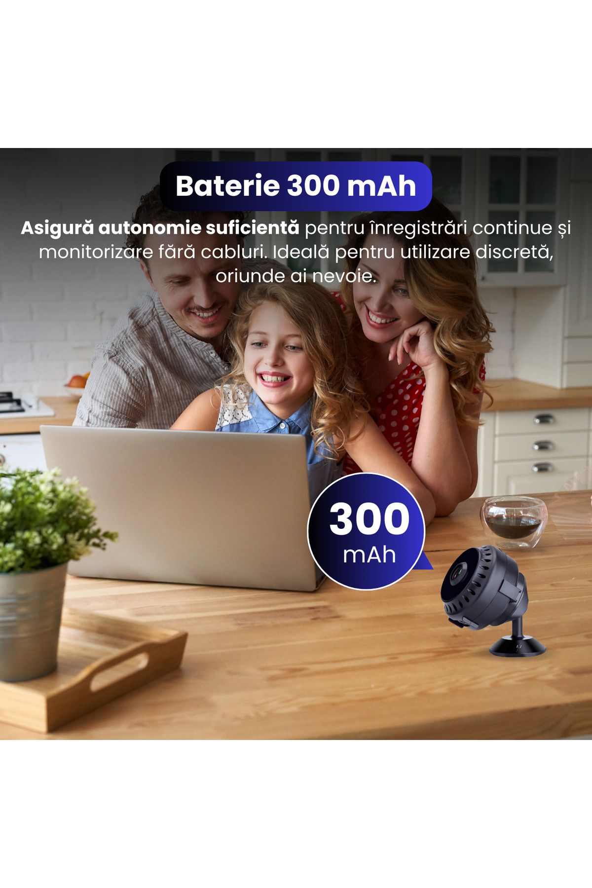 Spionescu-Mini Hidden WiFi Camera WD15, Full HD 1080P, Night Vision, AI Motion Detection, Loop Recording 5