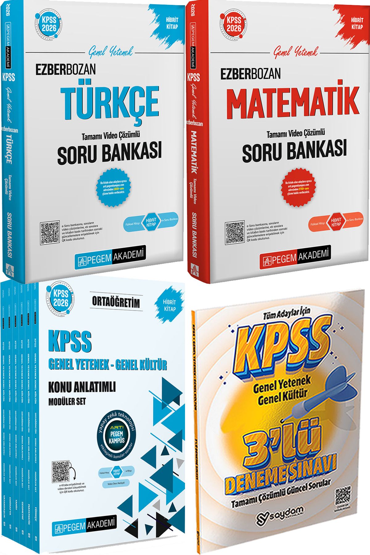 Pegem Akademi Yayıncılık Ezberbozan Türkçe Matematik Çözümlü Soru - 2026 KPSS Ortaöğretim Konu Modüler Set + 3 Deneme