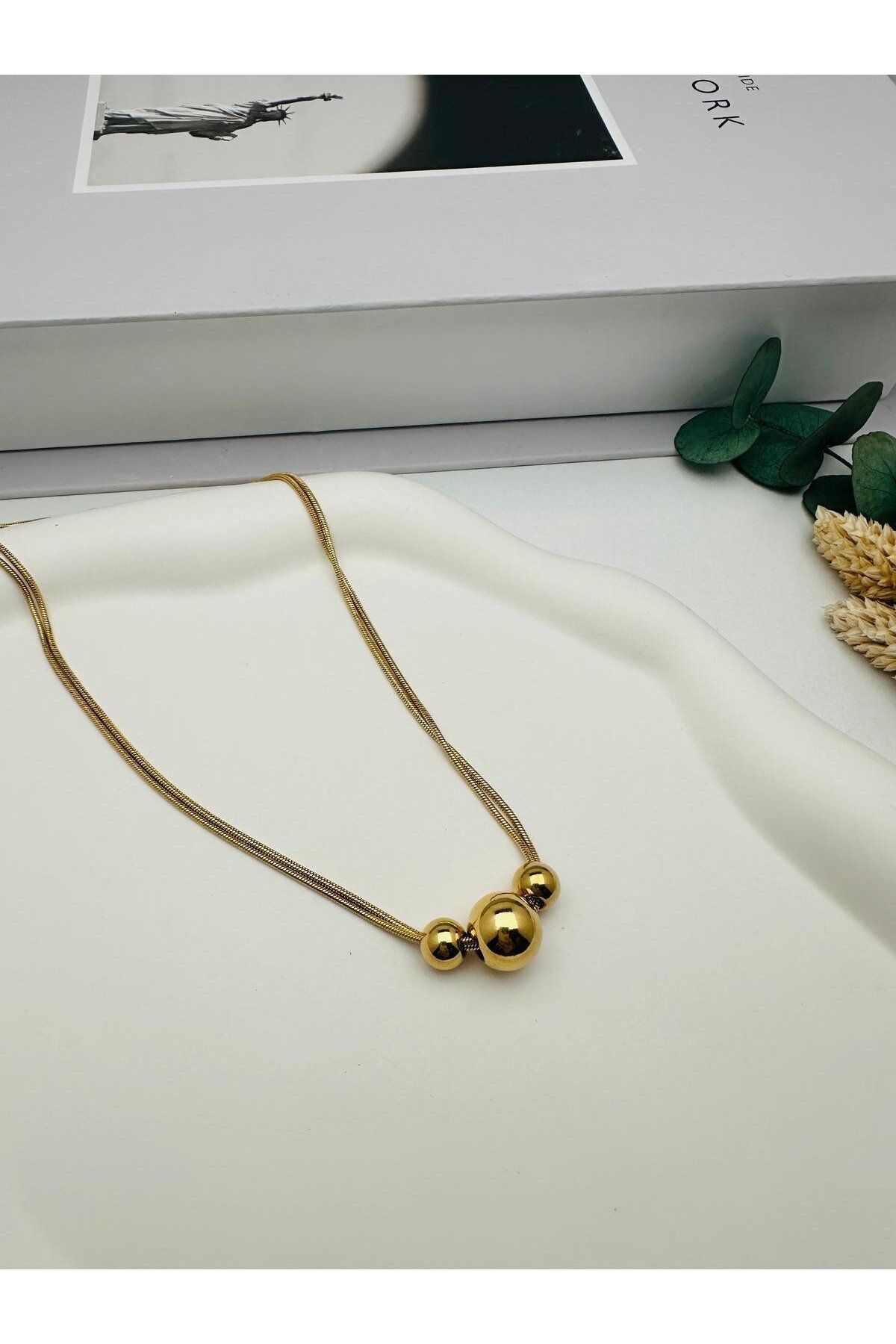 nerede bulurum Çelik Kolye (Gold) 0106328