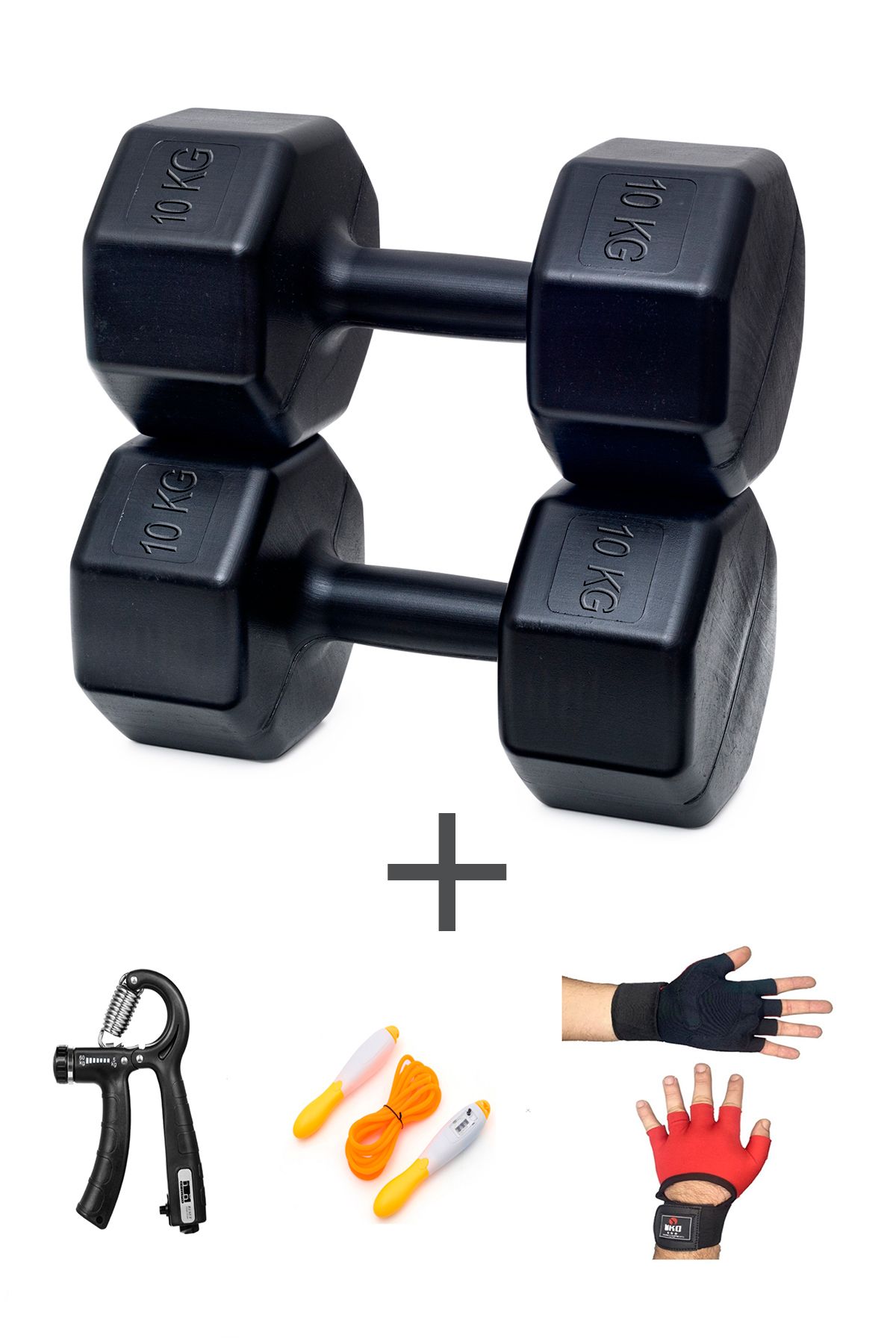 Besinistanbul PSSPOR 10KG DAMBIL SET(10KG 2 ADET DAMBIL) +BODY ELDİVEN SAYAÇLI AYARLANABİLİR EL YAYI VE ATLAMA İPİ