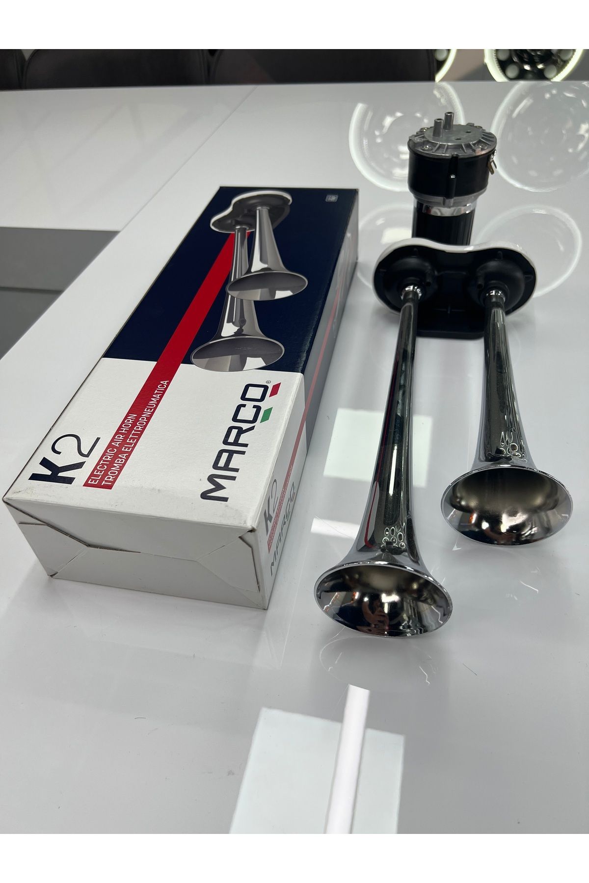 Marco İTALY K2 24V , 2 sesli, krom metal Havalı korna