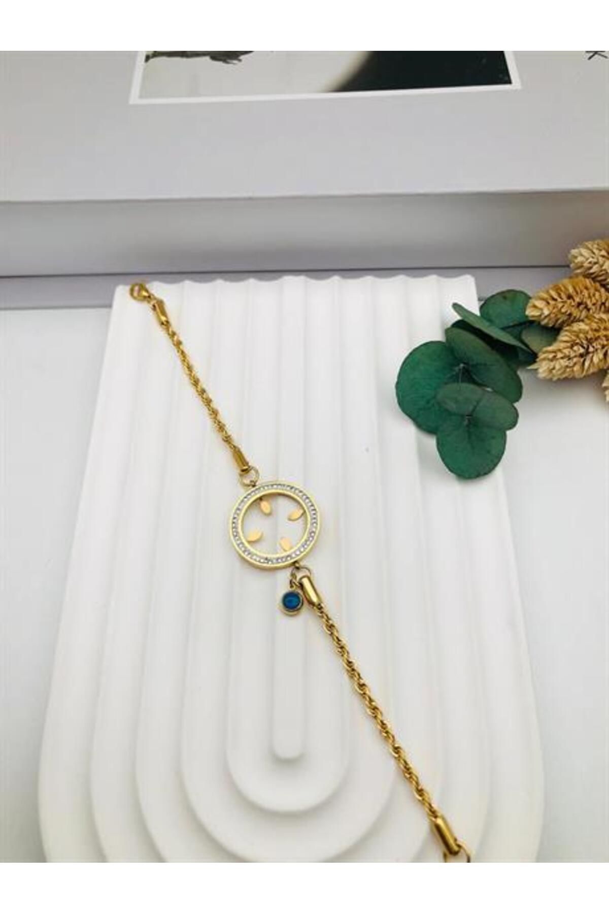 GLY ÇLKBİJUTERİ Çeyrek Takılmalık Çelik Bileklik (Gold) Blk 248