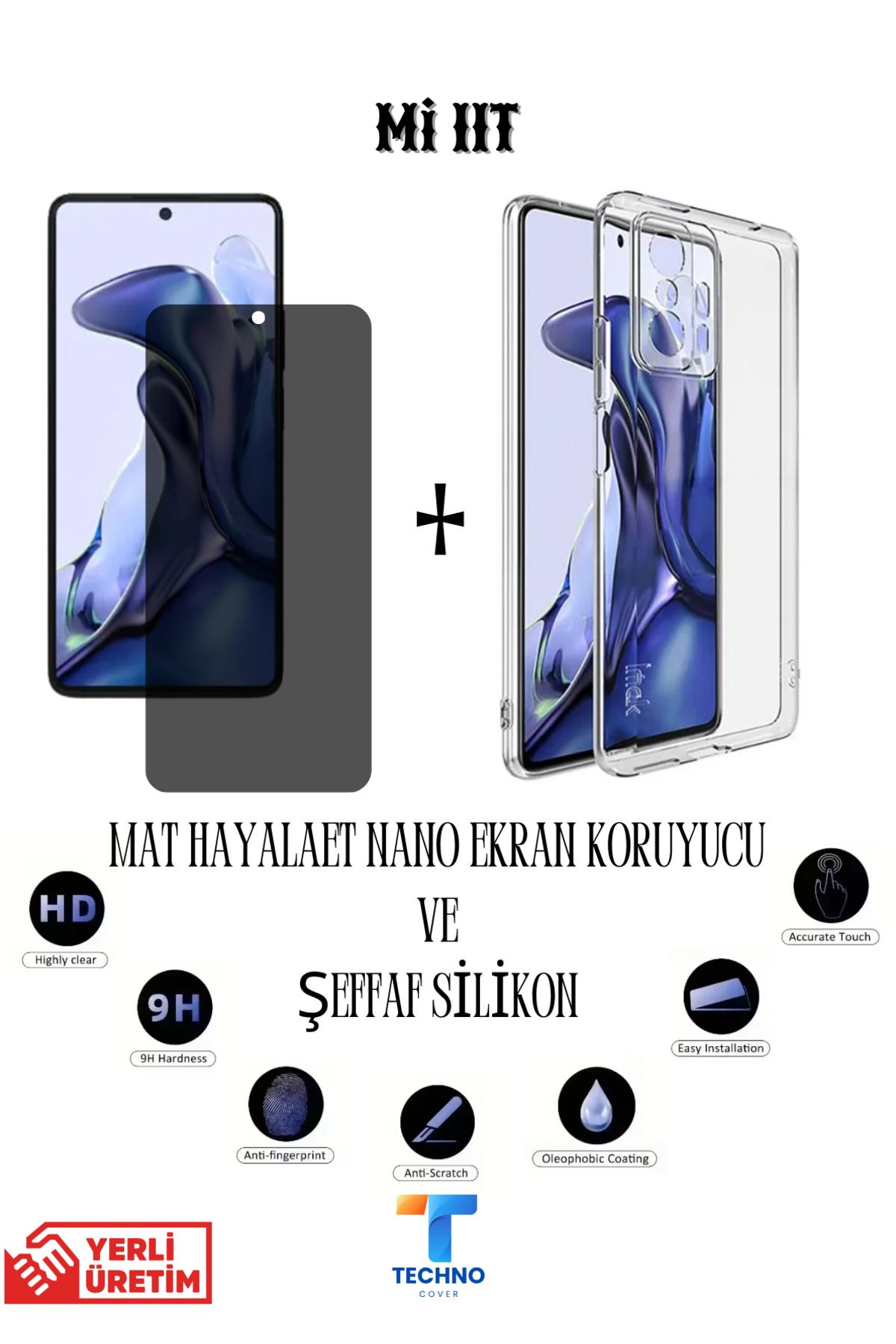 foxpower Mi 11T Mat Hayalet Nano Ekran Koruyucu vemŞeffaf Kılıf 2li Avantajlı Paket