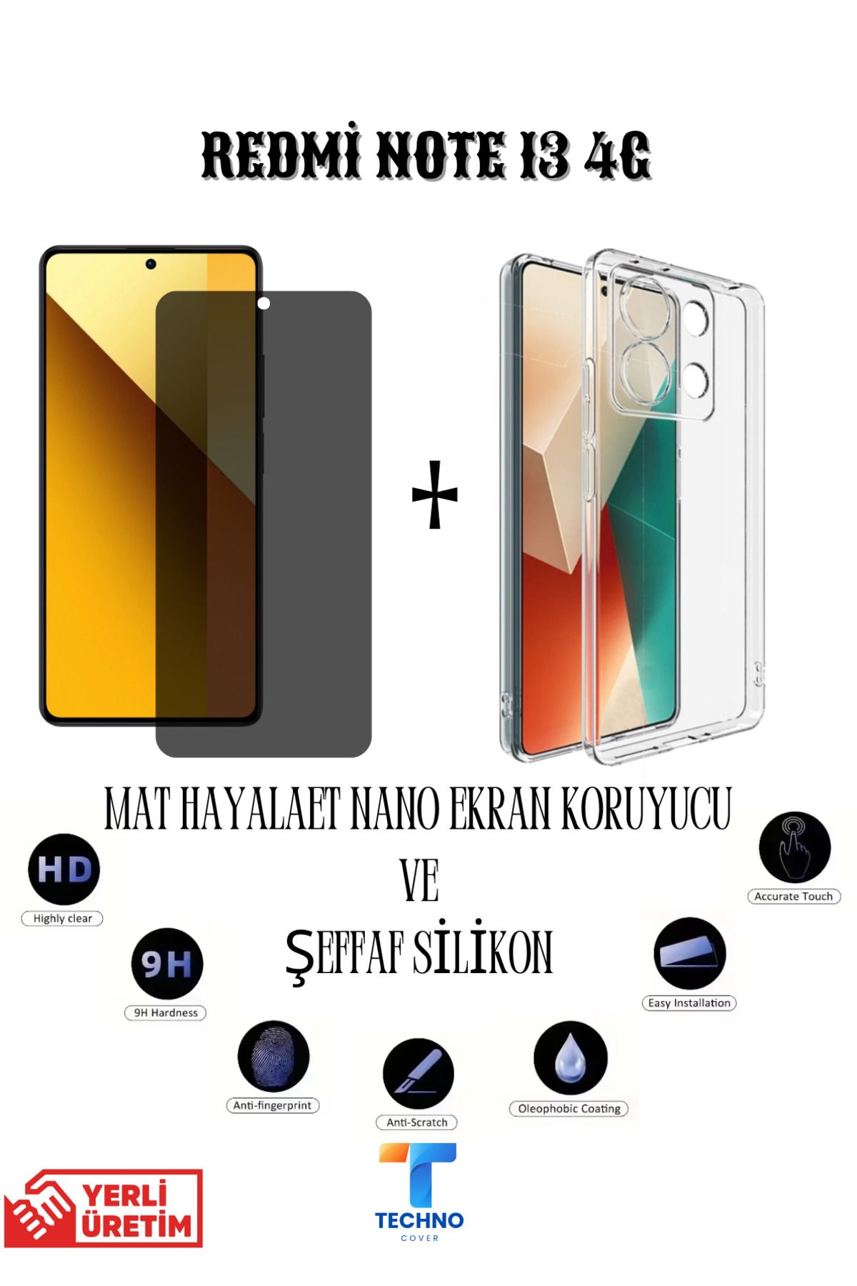 foxpower Redmi Note 13 4g Mat Hayalet Nano Ekran Koruyucu Ve Şeffaf Kılıf 2li Avantajlı Paket