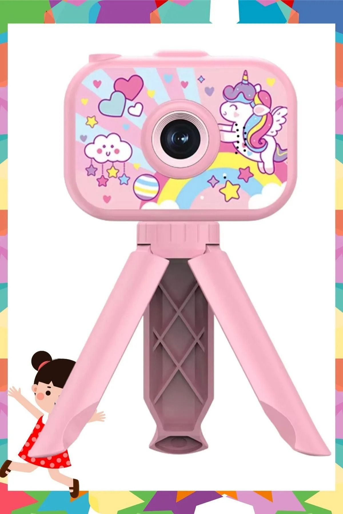 WUNİT Dijital Fotoğraf Makinesi Çocuk Tripod'lu Hd Kamera Ve Video Askı İp Hediye