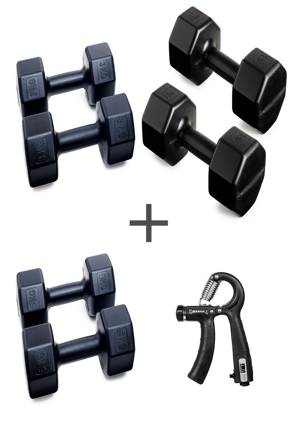 Besinistanbul PS SPOR 3 ÇİFT DAMBIL SET 1 KG + 3 KG +5 KG + AYARLANABİLİR SAYAÇLI EL YAYI