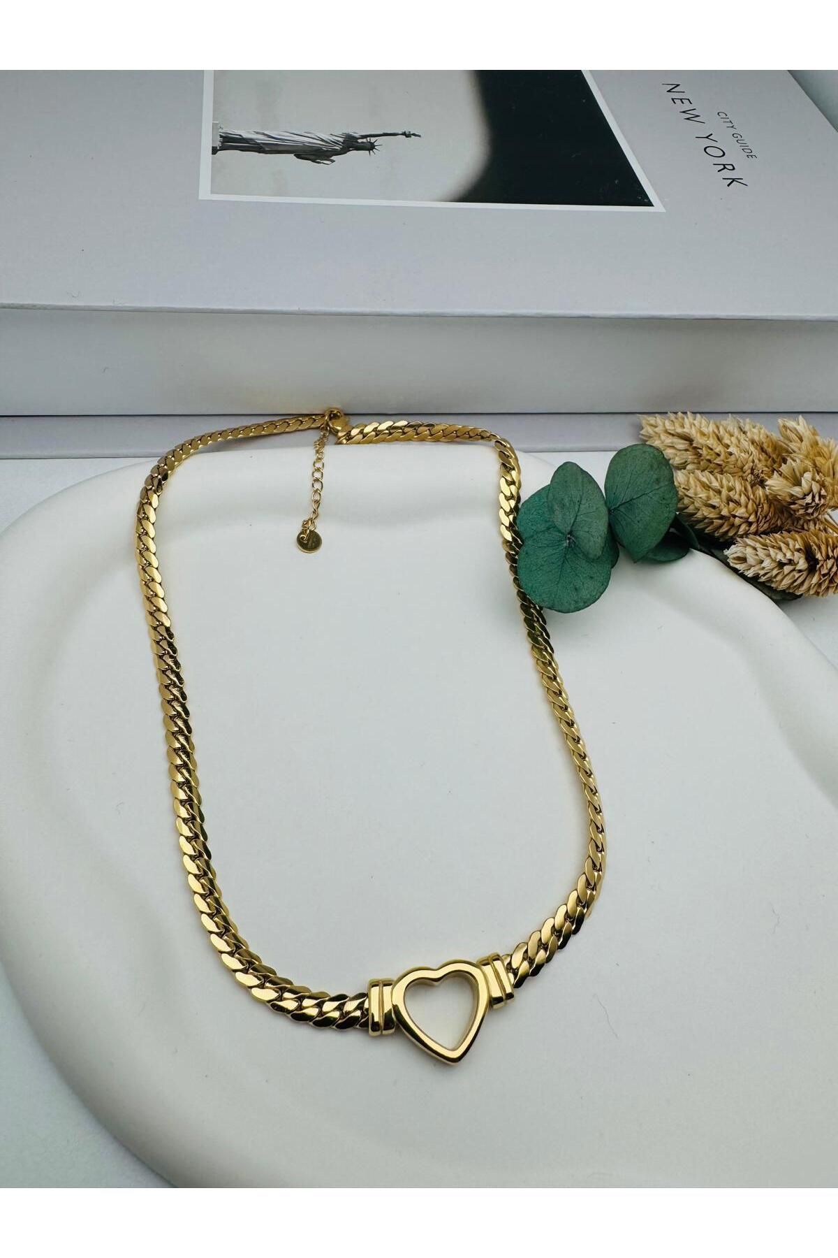 nerede bulurum Kalpli Çelik Kolye (Gold) 0106345