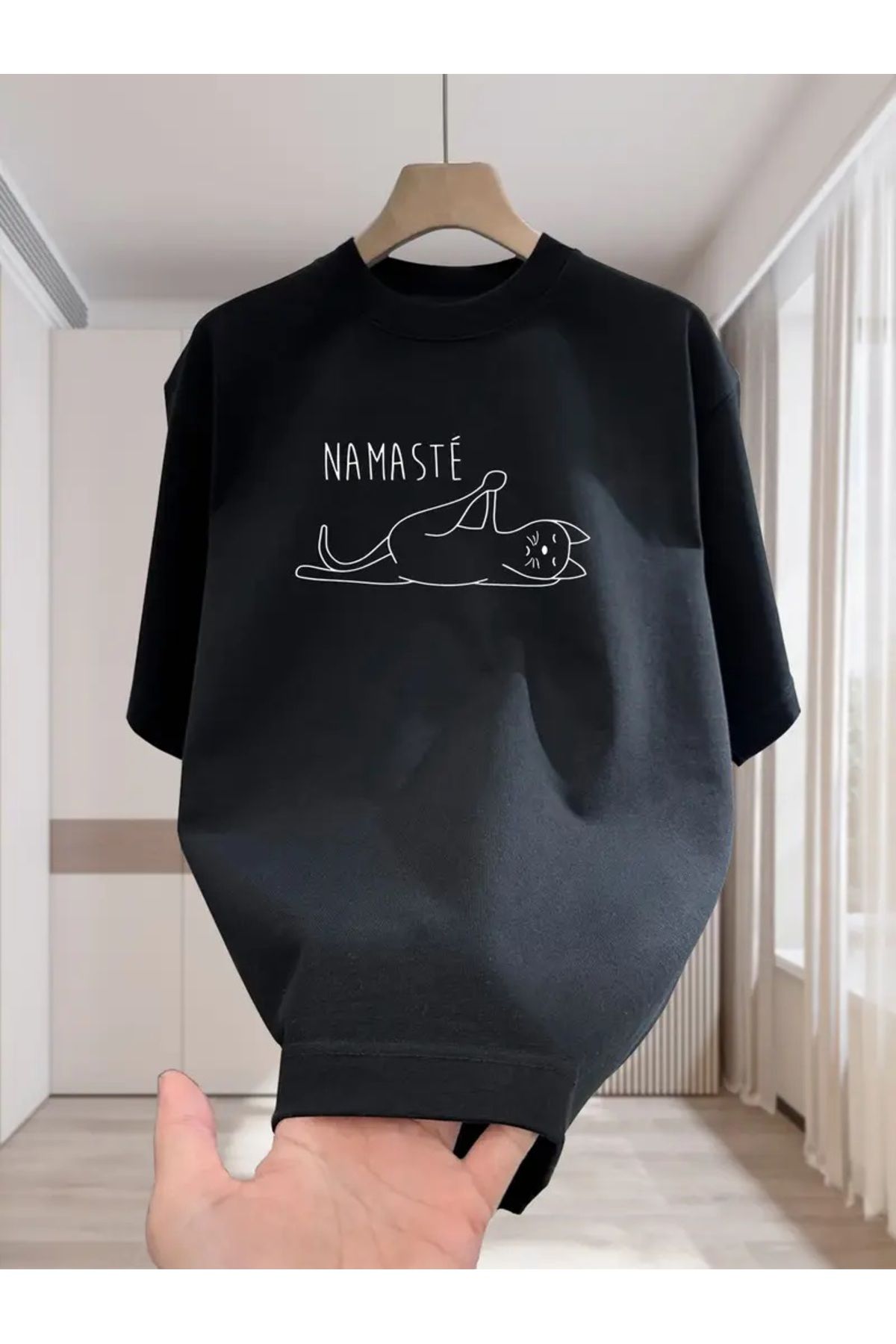 qubo sportswear & company qubo Unisex Oversize Baskılı Pamuklu Bisiklet Yaka Kısa Kollu SİYAH T-shirt