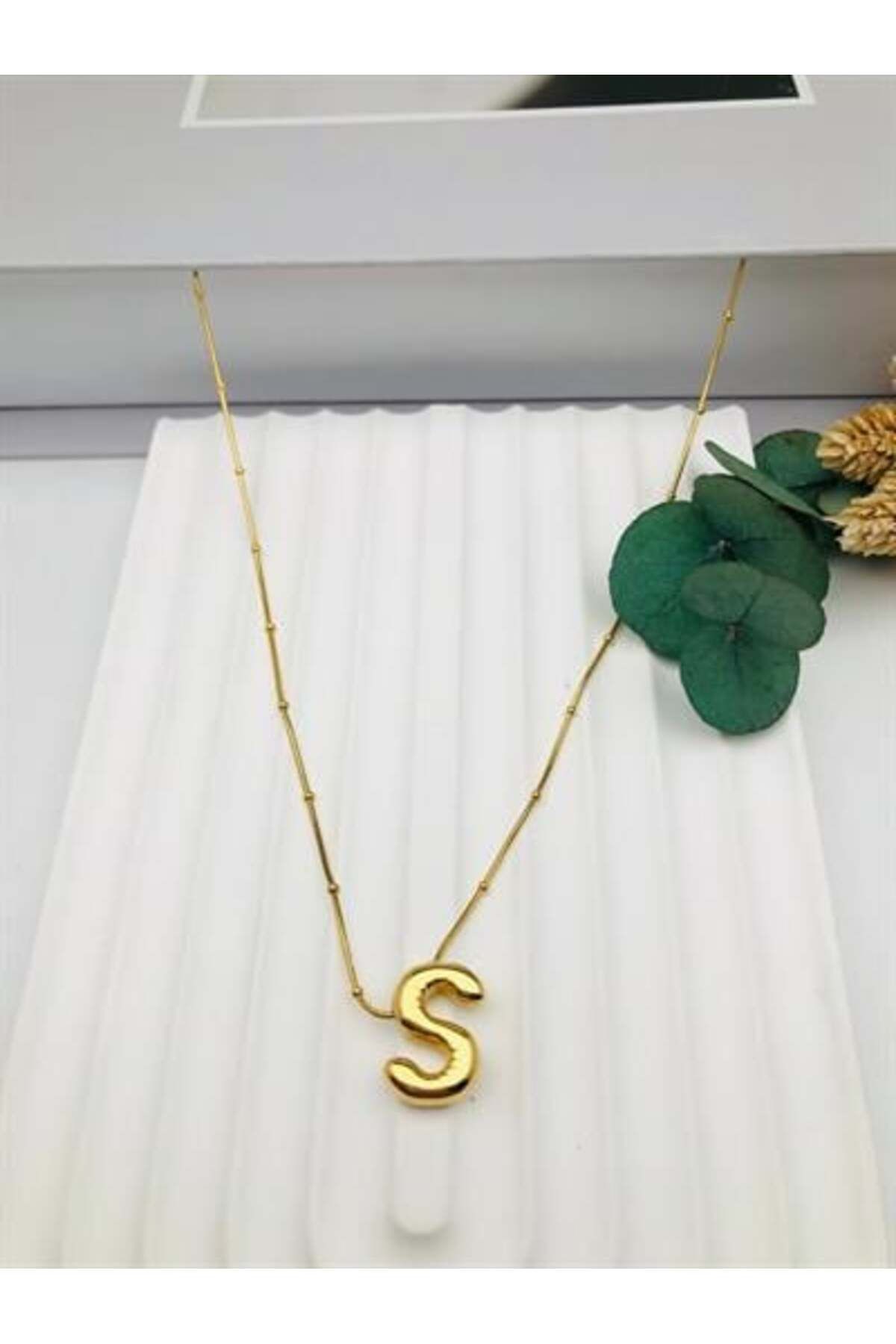 HEDİYELANDY Balon (S) Harf Çelik Kolye 45 Cm (Gold) 0106252