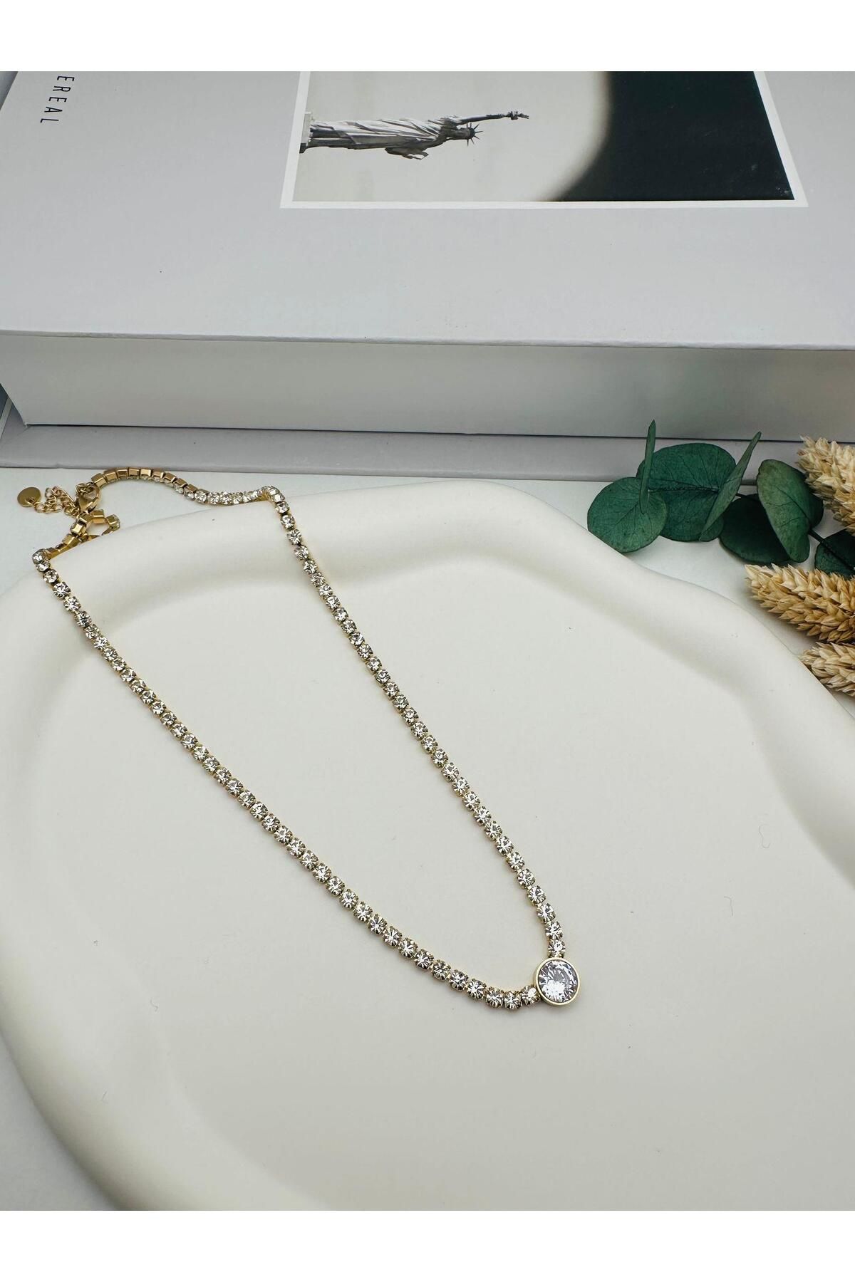 HEDİYELANDY Su Yolu Çelik Kolye (Gold) 0106327