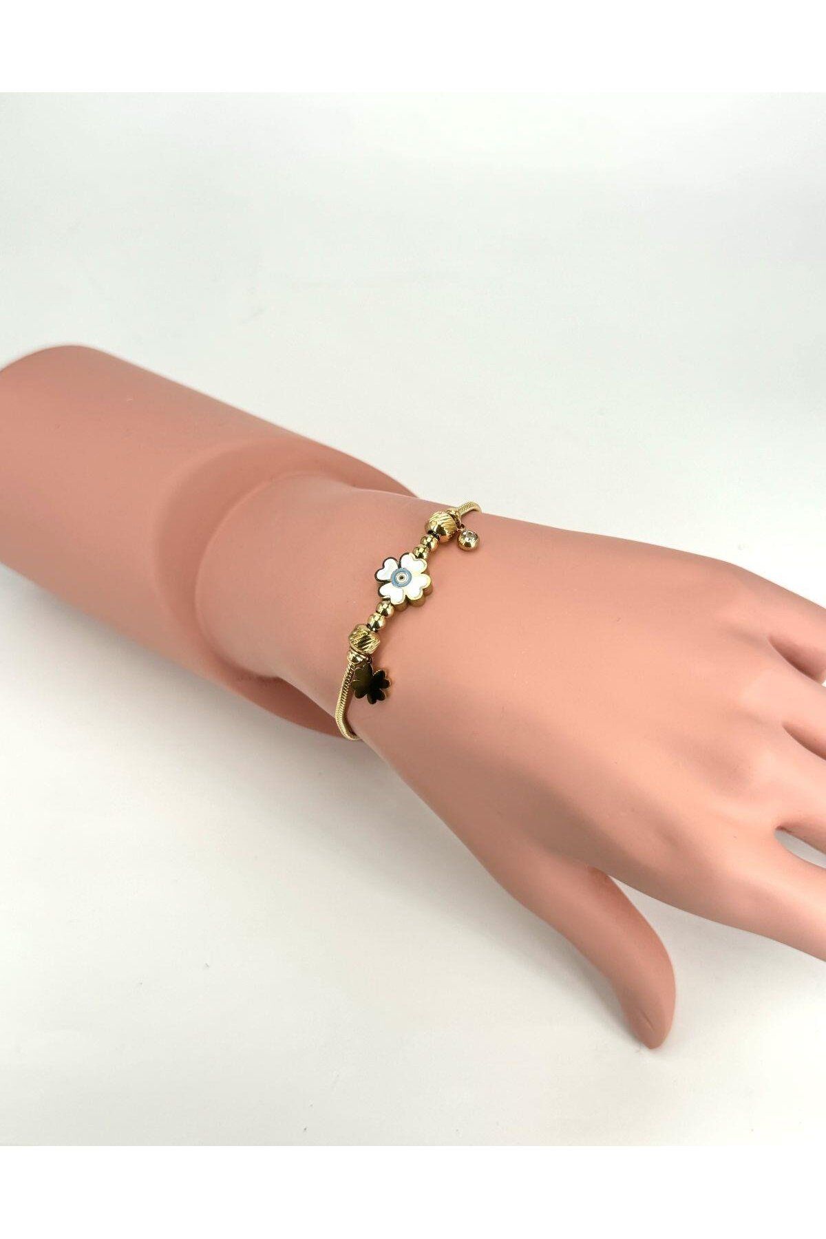 RBY Yonca Detaylı Çelik Bileklik (Gold) Blk 211195