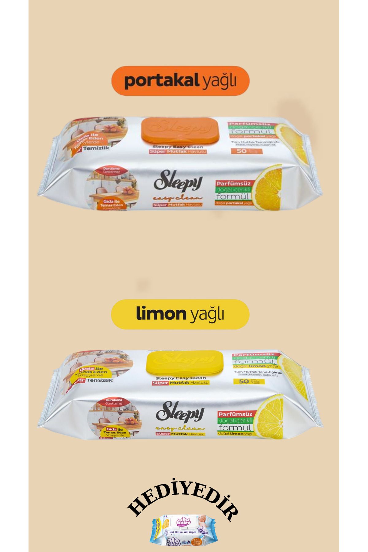 Sleepy Easy Clean Mutfak Havlusu&mendili Yüzey Temizlik ÇEŞİT007
