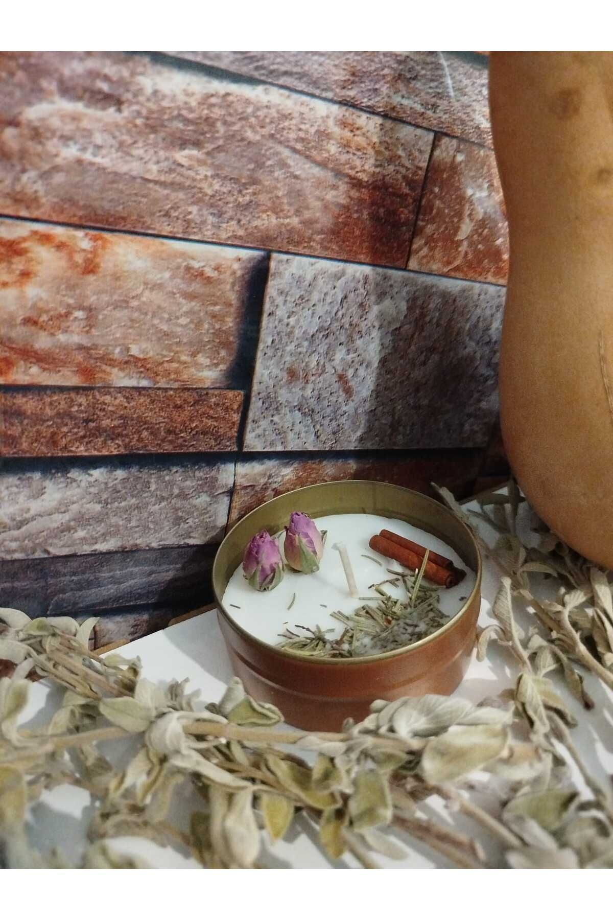 dephome TARÇINLI KURU GÜL DETAYLI MUM