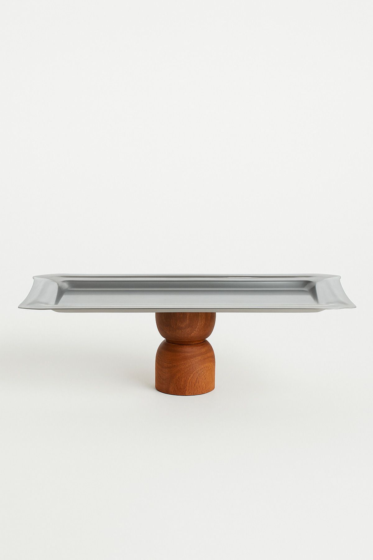 Mirilliahome Ahşap Tabanlı Dikdörtgen Baton Metal Dekoratif Tatlı Pasta Kek Sunum/Servis Stand Tabak