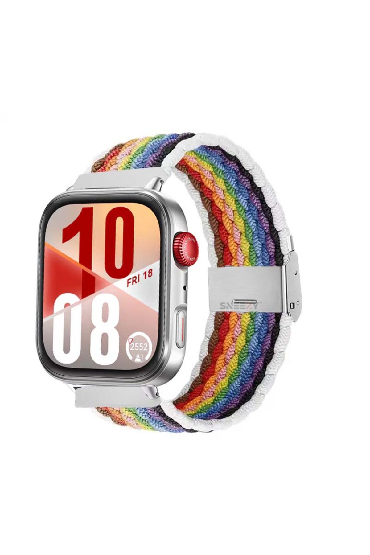 Sneezy Huawei Watch Fit 4 Fit 4 Pro İle Uyumlu Metal Klipsli Solo Fiberlink Yumuşak Kumaş Örgü Kordon