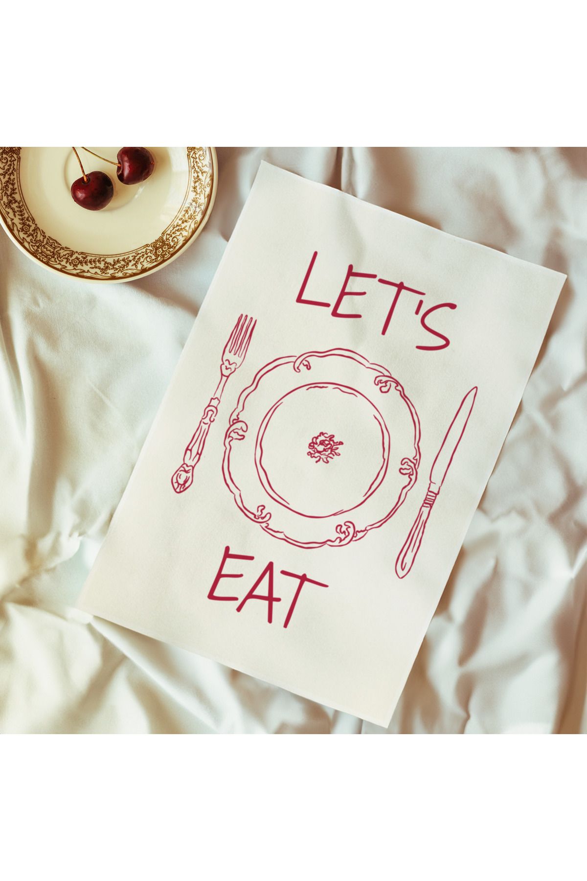 DES VU PRINT Let's Eat, Mutfak Temalı Çerçevesiz Poster