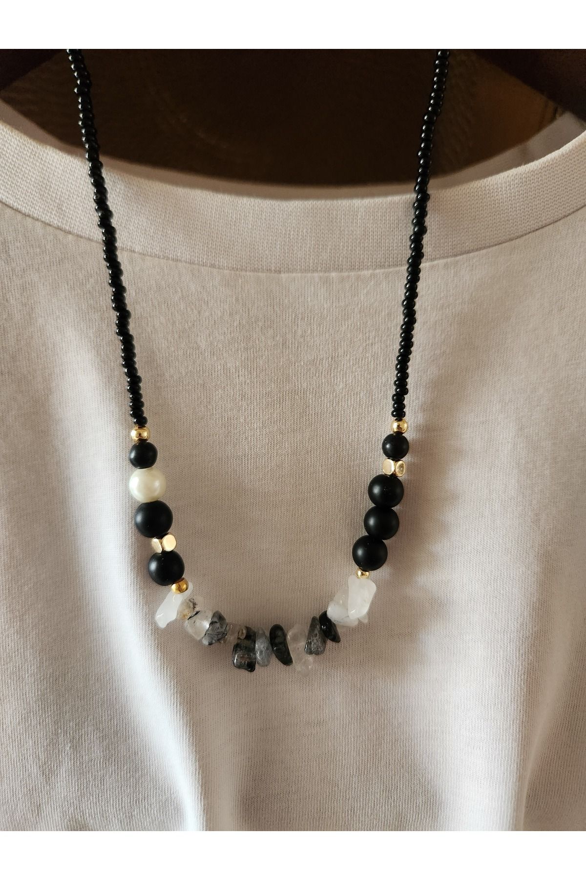 Noira Jewellery Onix Tasli Kum Boncuk Kolye