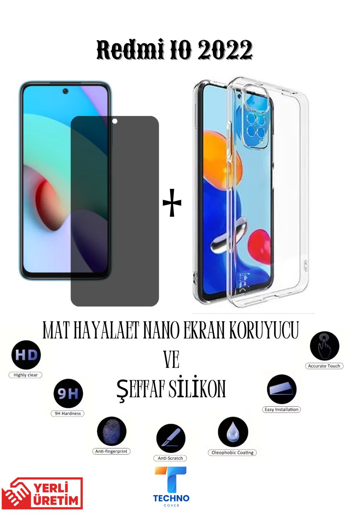 foxpower Redmi 10 2022 Mat Hayalet Nano Ekran Koruyucu Ve Şeffaf Kılıf 2li Avantajlı Paket