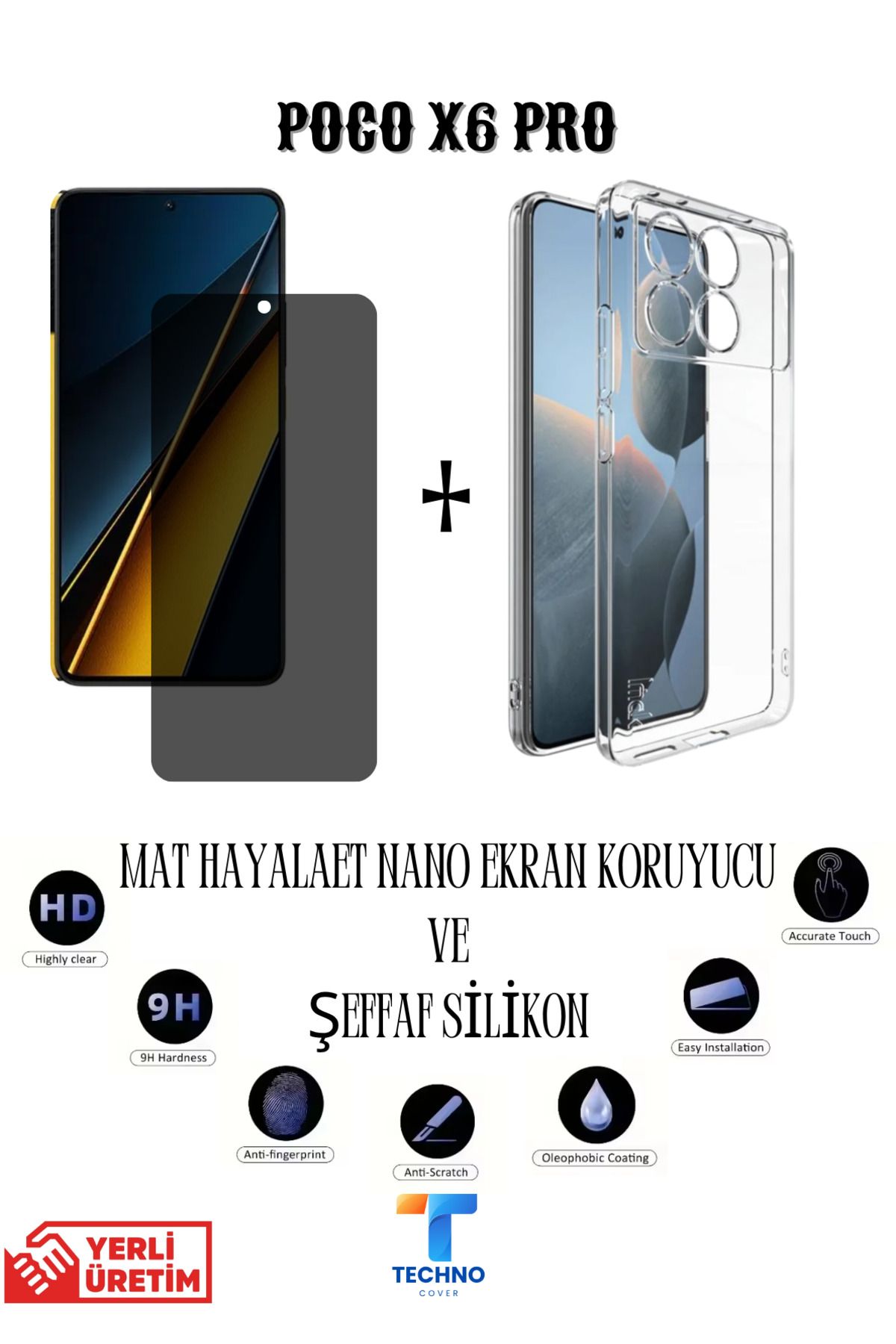 foxpower Poco X6 Pro Mat Hayalet Nano Ekran Koruyucu vemŞeffaf Kılıf 2li Avantajlı Paket