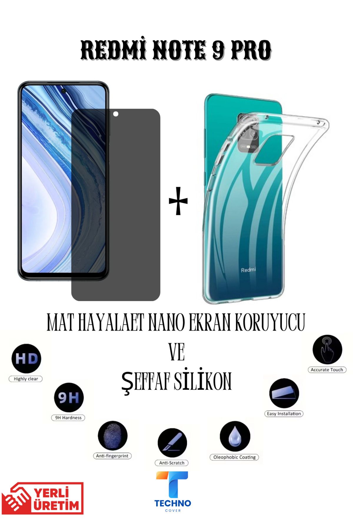 foxpower Redmi Note 9 Pro Mat Hayalet Nano Ekran Koruyucu Ve Şeffaf Kılıf 2li Avantajlı Paket