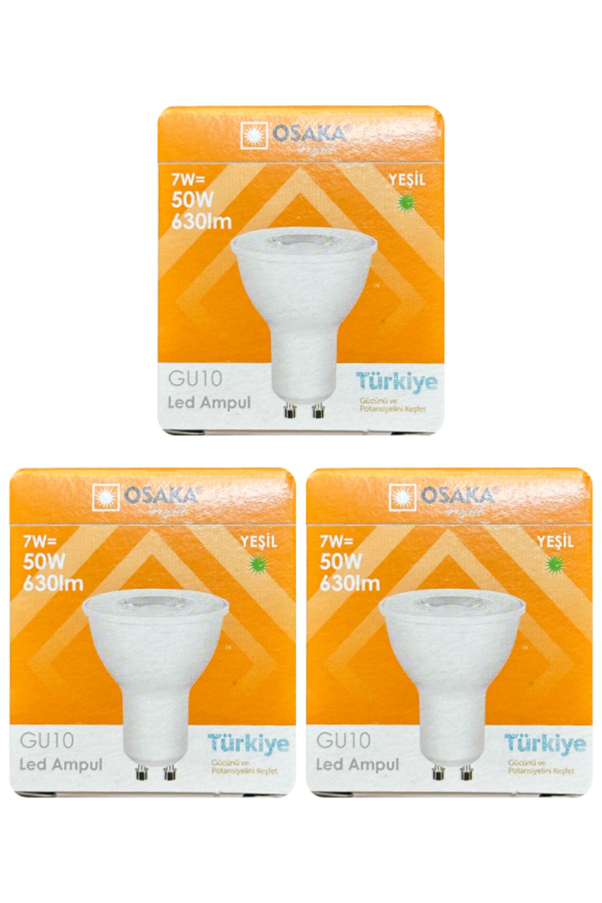 Osaka (3 ADET) 7w Yeşil Işık Gu10 Duylu Led Çanak Ampul