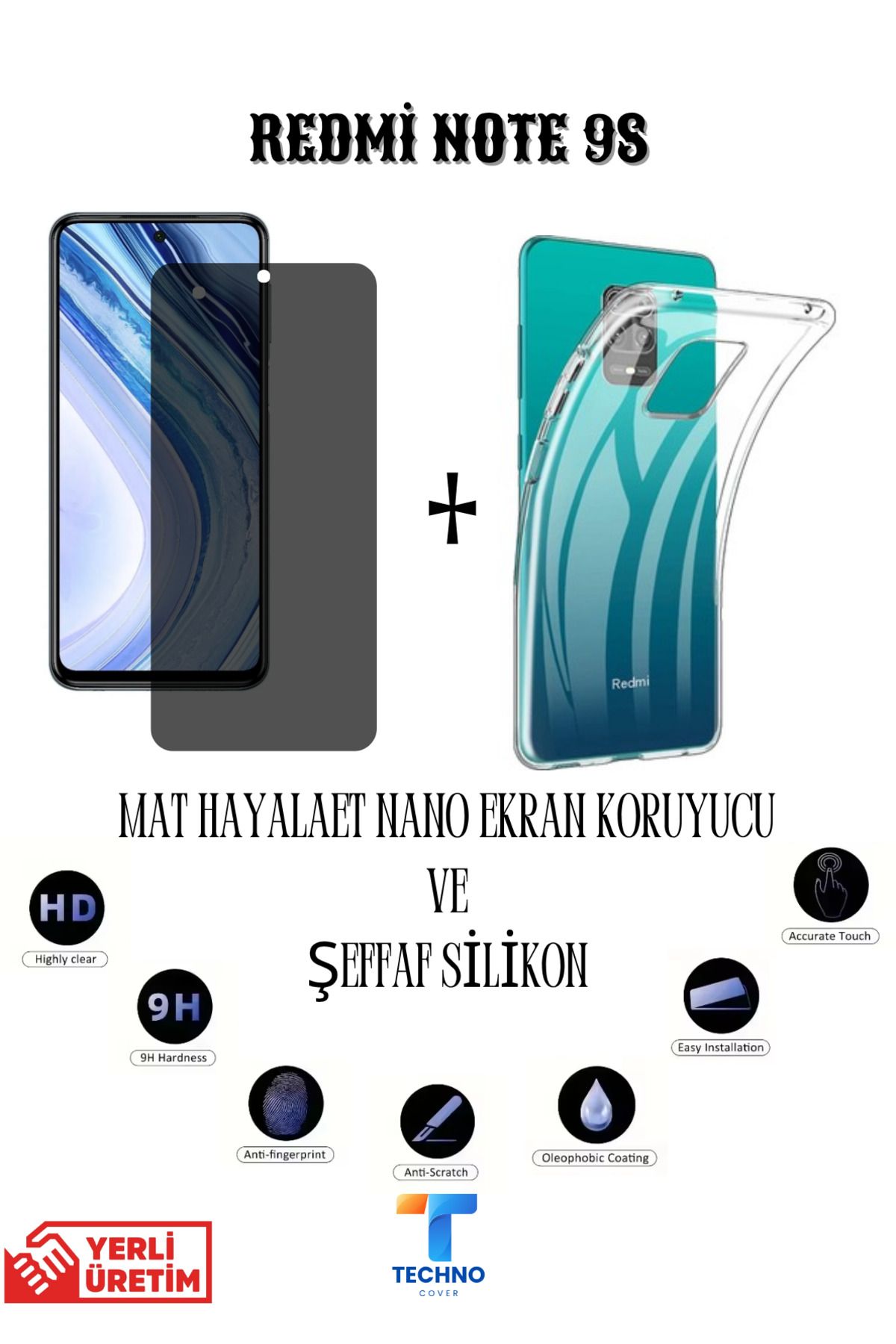 foxpower Redmi Note 9s Mat Hayalet Nano Ekran Koruyucu Ve Şeffaf Kılıf 2li Avantajlı Paket