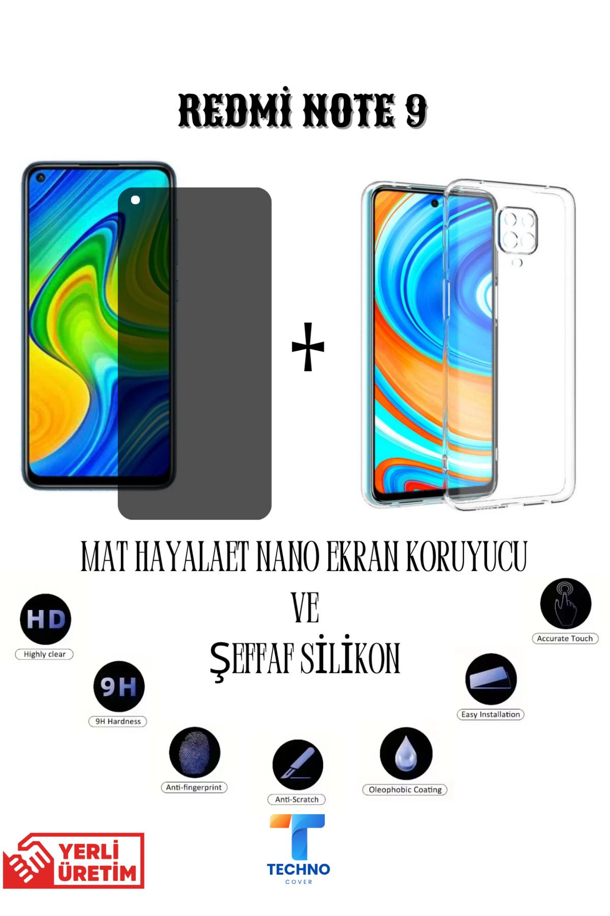 foxpower Redmi Note 9 Mat Hayalet Nano Ekran Koruyucu Ve Şeffaf Kılıf 2li Avantajlı Paket