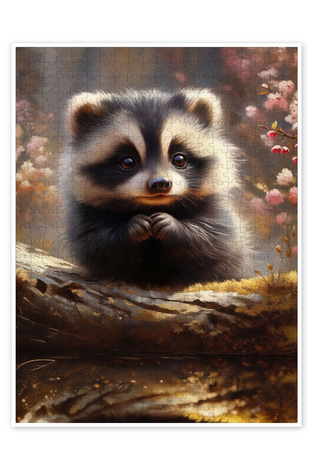 Jeronkarji Küçük rakun 500 Parça Puzzle Yapboz Çocuklar için Neşeli Hayvan Temalı