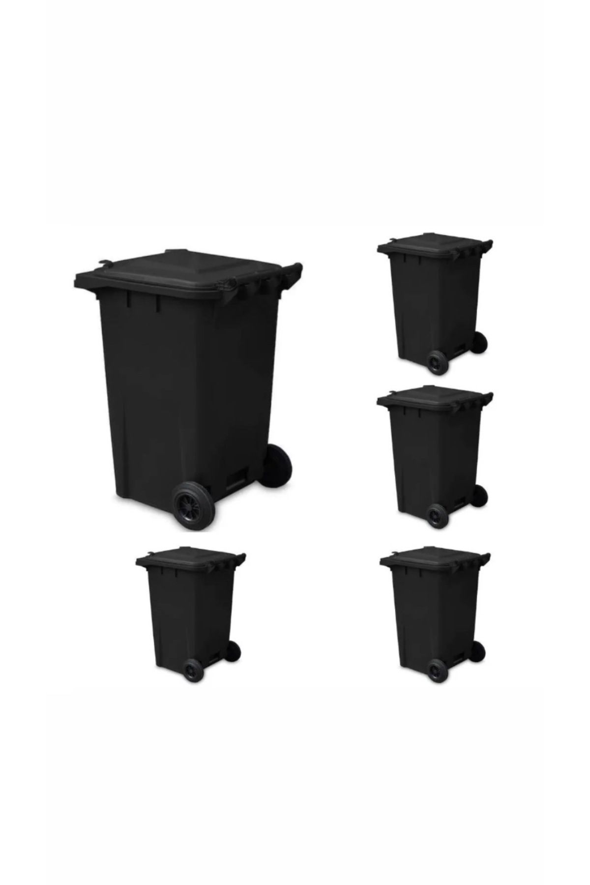 ELCY 240 LT 5 Adet Siyah Plastik Çöp Konteyneri Isıya Karşı Dayanıklı