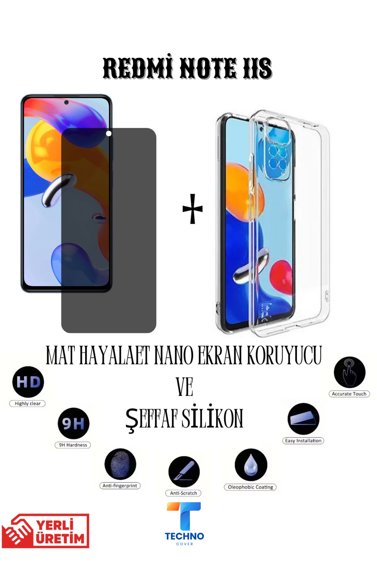 foxpower Redmi Note 11s Mat Hayalet Nano Ekran Koruyucu Ve Şeffaf Kılıf 2li Avantajlı Paket