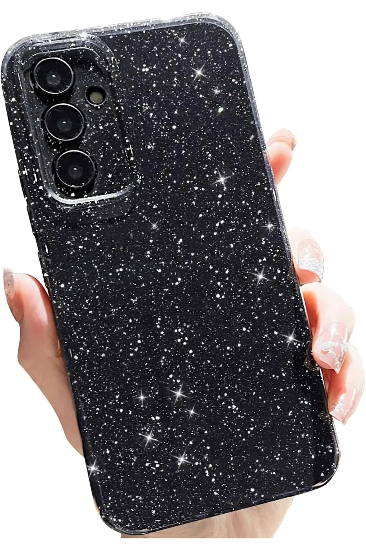 GRABONO Galaxy S24 FE Uyumlu Kamera Korumalı Parlak ve Simli Shiny Fashion Sert Silikon Kılıf