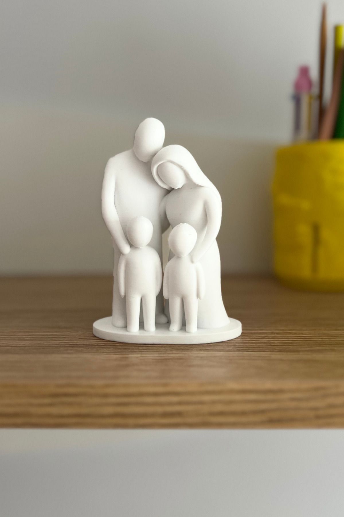 lina hobby Aşk ve Birlik Temalı Aile Heykeli - Dekoratif Anneler Günü Babalar Günü Hediyesi (10x7 cm)