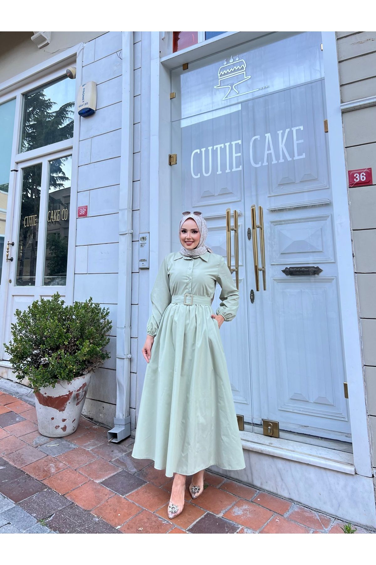 RİELLA Gömlek Yakalı Tesettür Elbise
