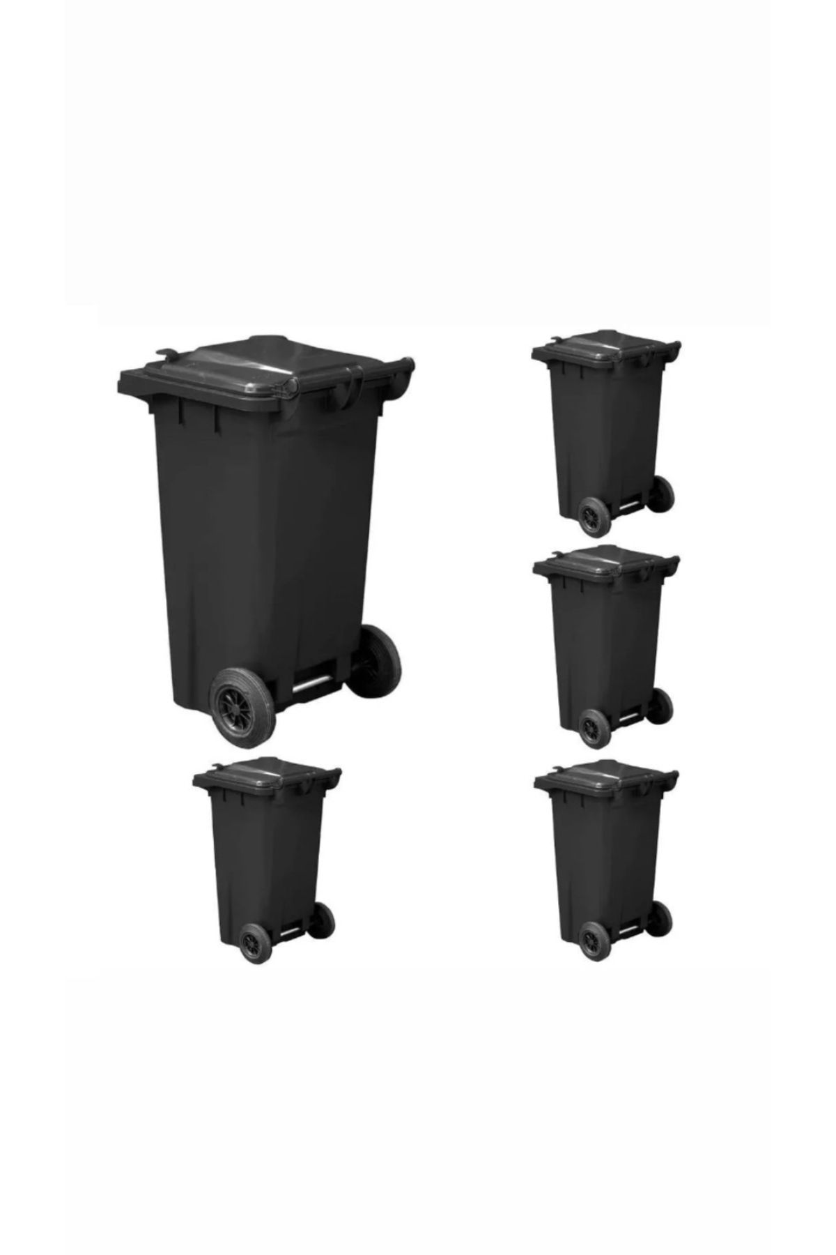 ELCY 120 LT 5 Adet Siyah Plastik Çöp Konteyneri Isıya Karşı Dayanıklı