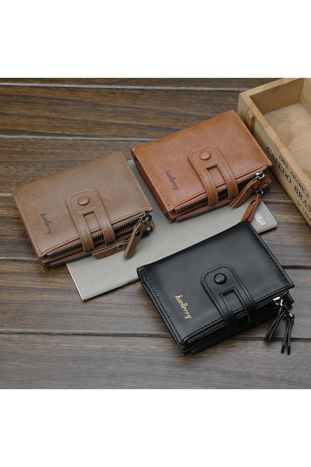 Generic-Classic Men's Wallet with Multiple Compartments and Snaps - Khaki 2