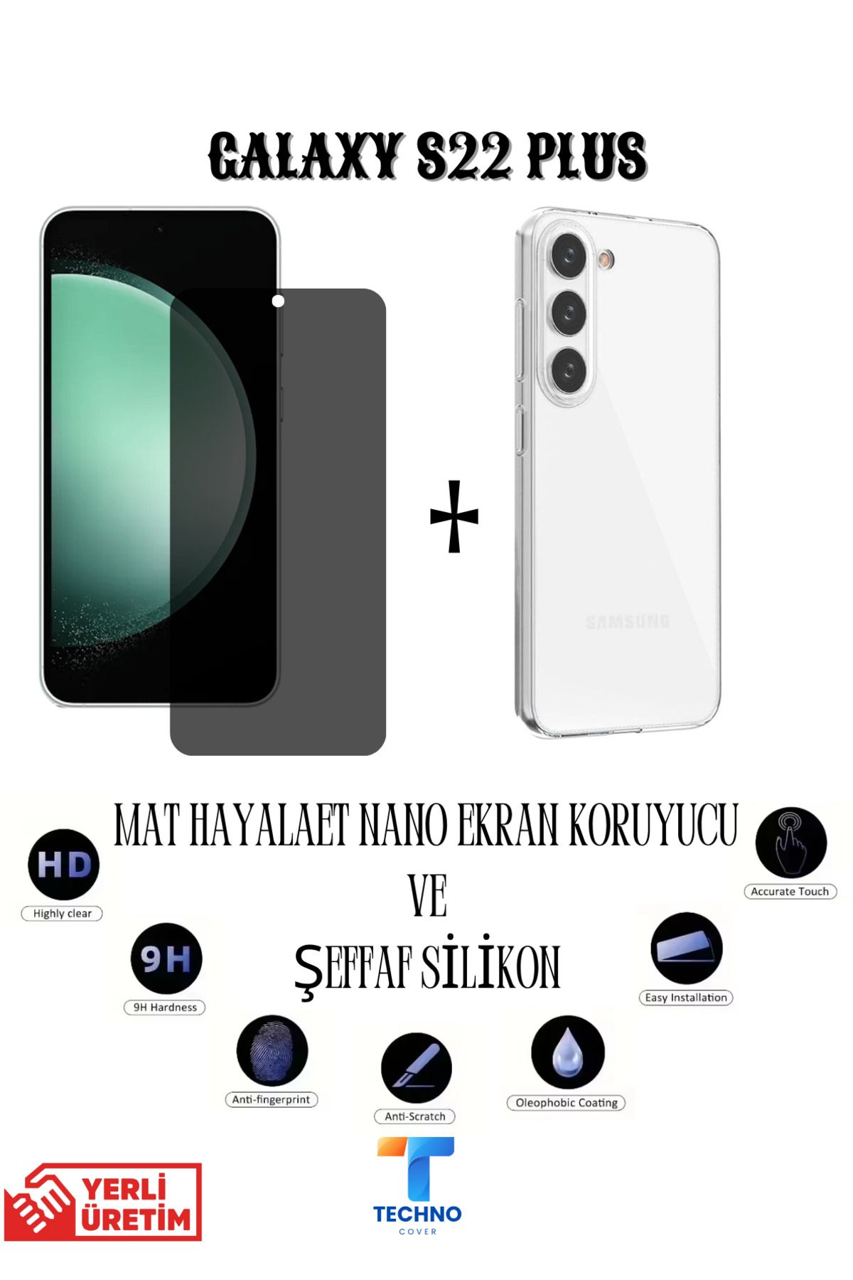 foxpower Samsung S22 Plus Mat Hayalet Nano Ekran Koruyucu Ve Şeffaf Kılıf 2li Avantajlı Paket