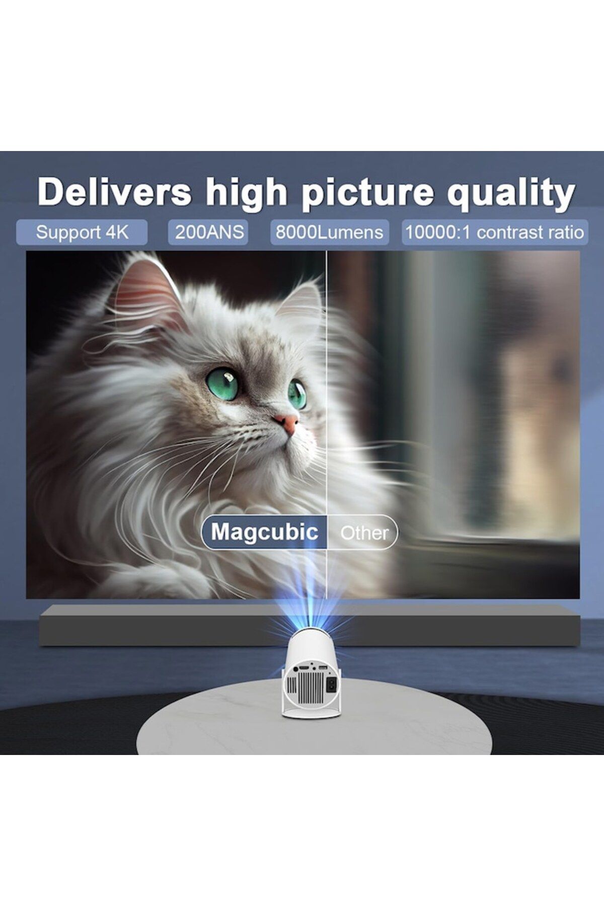 Generic-Mini proiector portabil, Suport 1080P, WiFi 6 BT 5.0, 180 de grade, Android 11.0 2