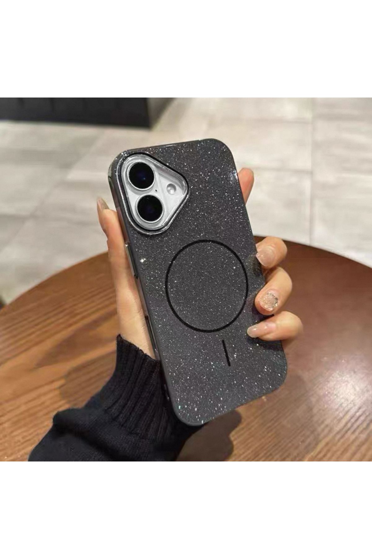 EDELFU iPhone 16 PLUS Simli Silikon Yumuşak Kamera Çıkıntılı Parlak Gösterişli Magsafeli Koruyucu Kılıf