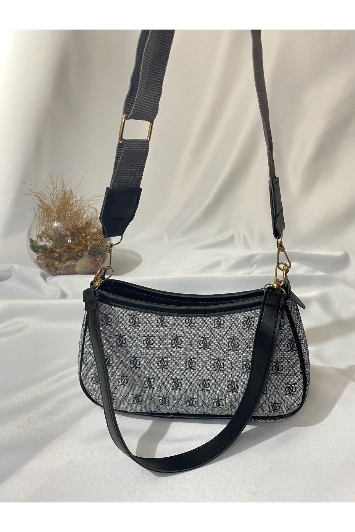 Liel Bags Gri Zincir Desenli Omuz ve El Çantası